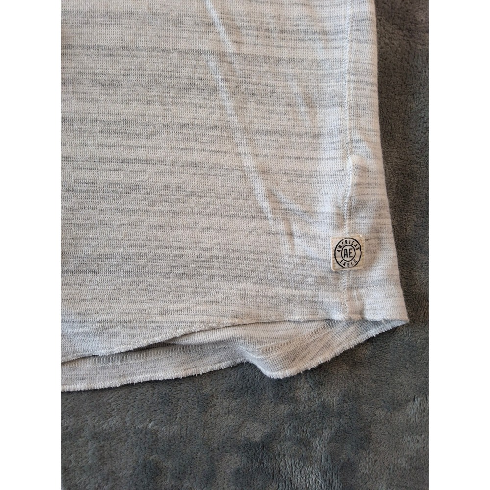 American Eagle Mens Henley Shirt Large Gray Space Dye Long Sleeve Raglan Knit - Picture 2 of 10